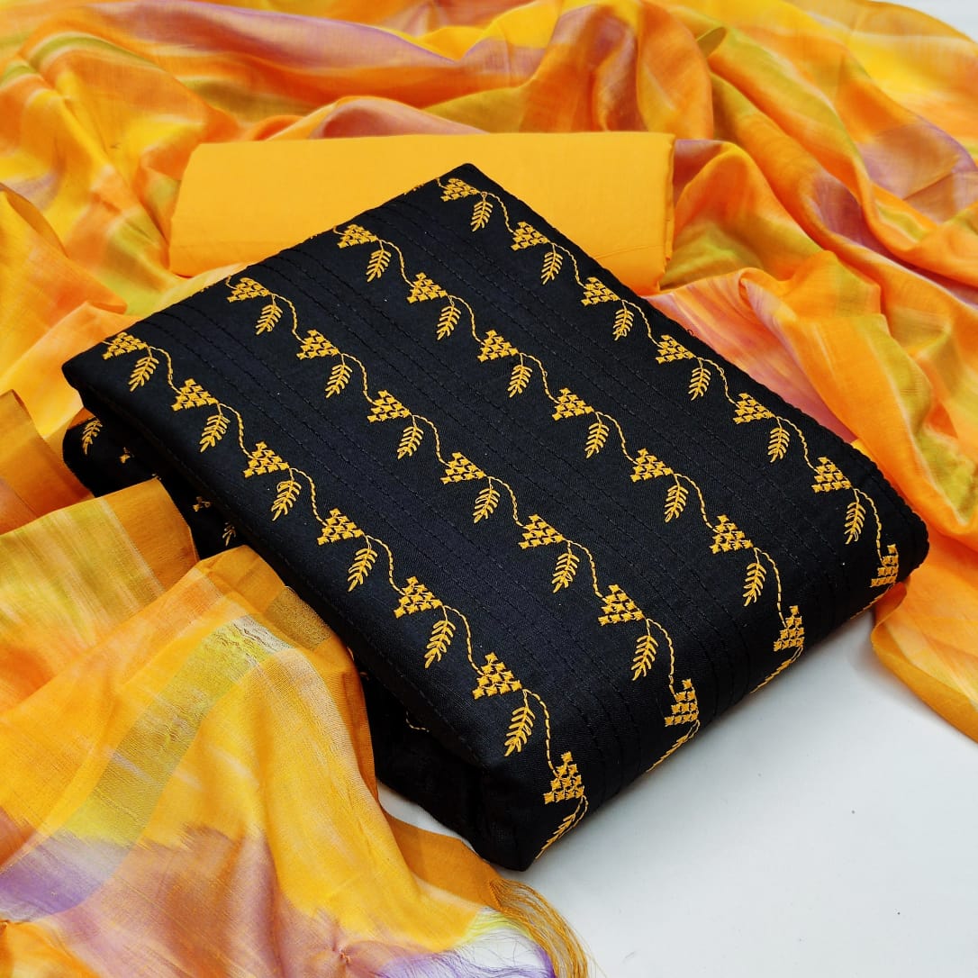 Gangour Slub Letast Fancy Regular Wear Cotton Dress Material Collection